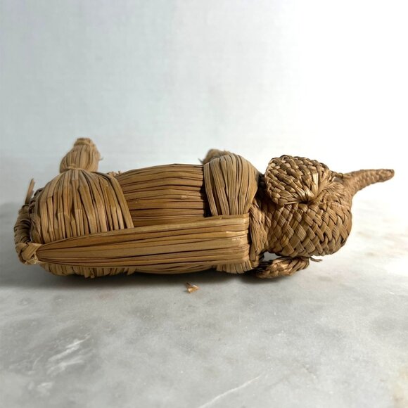 Handwoven Elephant Figurine Natural Raffia Folk Art Rustic Woven Animal Decor - Picture 7 of 7